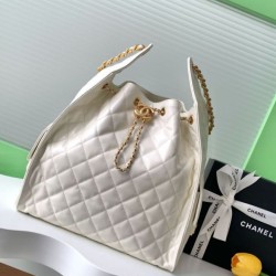 Cloni Borsa a mano media Chanel 25 Hobo Caviar Quilted AS5311 Bianco firmate
