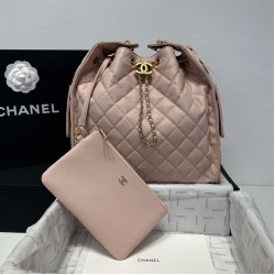 Cloni Borsa a mano media Chanel 25 Hobo Caviar Quilted AS5311 Rosa firmate
