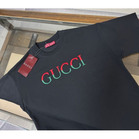 Cloni Maglietta girocollo Gucci unisex nera/albicocca 02 firmate