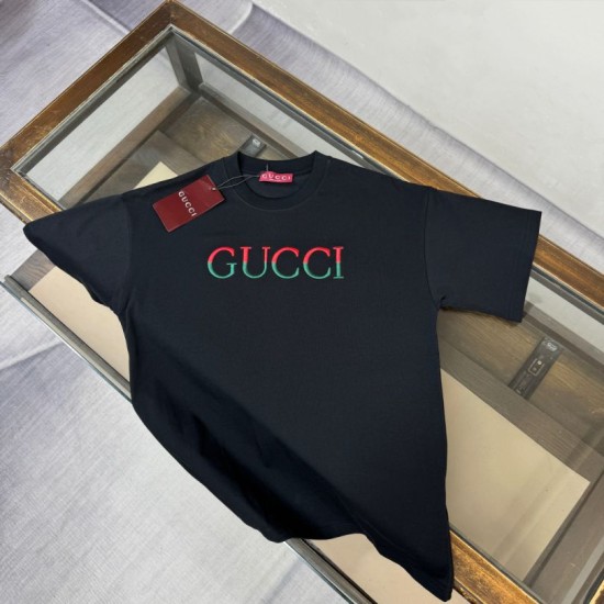 Cloni Maglietta girocollo Gucci unisex nera/albicocca 02 firmate