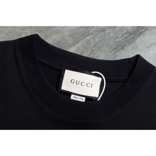 Cloni Maglietta girocollo Gucci unisex nera/albicocca 05 firmate
