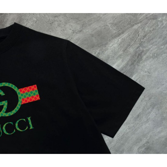 Cloni Maglietta girocollo Gucci unisex nera/albicocca 05 firmate