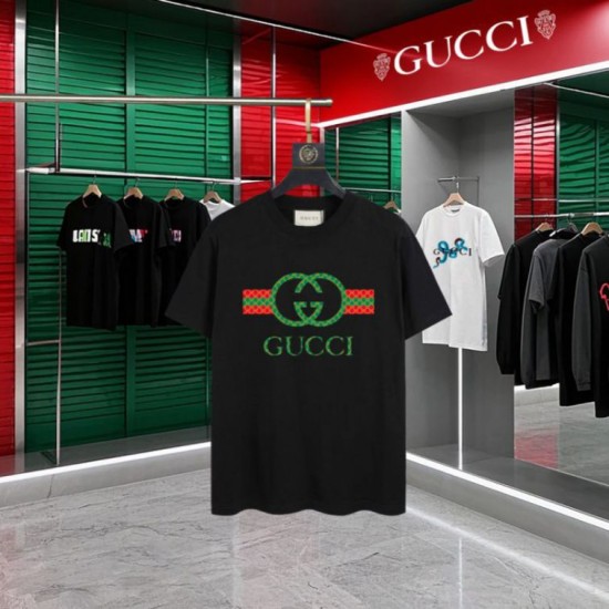 Cloni Maglietta girocollo Gucci unisex nera/albicocca 05 firmate