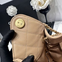 Borse firmate replica media Chanel 25 Hobo Caviar Quilted AS5311 Beige