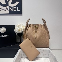 Borse firmate replica media Chanel 25 Hobo Caviar Quilted AS5311 Beige