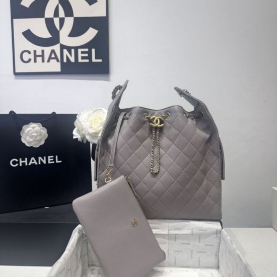 Borsa a mano media Chanel 25 Hobo Caviar Quilted AS5311 Grigio