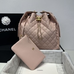 Borsa a mano media Chanel 25 Hobo Caviar Quilted AS5311 Rosa