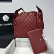 Borse Replica a mano media Chanel 25 Hobo Caviar Quilted AS5311 Rosso