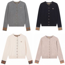 Cloni Cardigan classico Burberry maglia scozzese a maniche lunghe con ricamo firmate