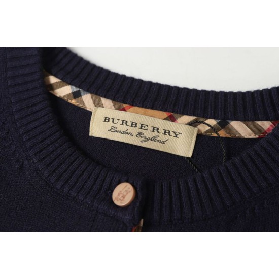 Cloni Cardigan classico Burberry maglia scozzese a maniche lunghe con ricamo firmate