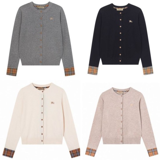 Cloni Cardigan classico Burberry maglia scozzese a maniche lunghe con ricamo firmate