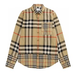 Cloni Camicia Burberry a maniche lunghe con patchwork scozzese firmate