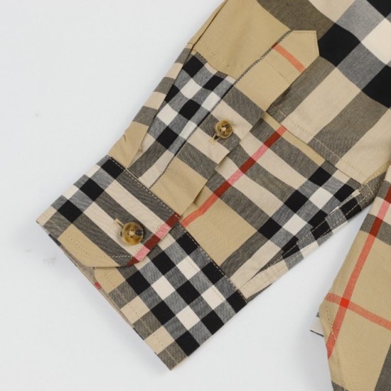 Cloni Camicia Burberry a maniche lunghe con patchwork scozzese firmate