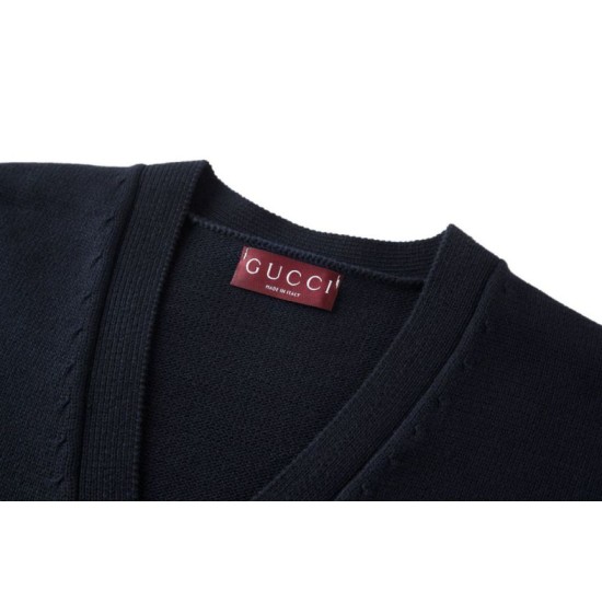 Replica di lusso Cardigan in maglia unisex con ricamo Doppia G Gucci in edizione limitata Imitazioni Cloni Cardigan in maglia unisex con ricamo Doppia G Gucci in edizione limitata firmate