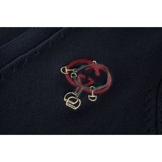 Replica di lusso Cardigan in maglia unisex con ricamo Doppia G Gucci in edizione limitata Imitazioni Cloni Cardigan in maglia unisex con ricamo Doppia G Gucci in edizione limitata firmate