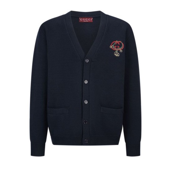 Replica di lusso Cardigan in maglia unisex con ricamo Doppia G Gucci in edizione limitata Imitazioni Cloni Cardigan in maglia unisex con ricamo Doppia G Gucci in edizione limitata firmate