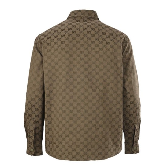Cloni Giacca-camicia Gucci con colletto alla coreana e motivo Doppia G in jacquard all-over firmate