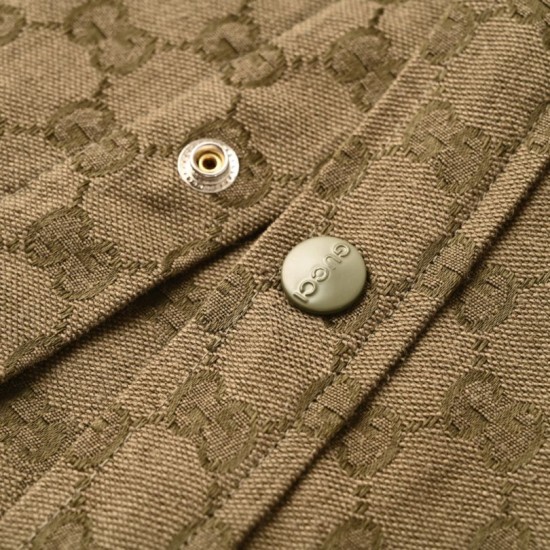 Cloni Giacca-camicia Gucci con colletto alla coreana e motivo Doppia G in jacquard all-over firmate