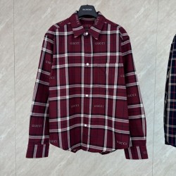 Cloni Camicia Gucci a maniche lunghe con colletto jacquard scozzese firmate