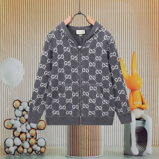 Replica di lusso Giacca Gucci classica cappuccio in misto cashmere jacquard con doppia G Imitazioni Cloni Giacca Gucci classica cappuccio in misto cashmere jacquard con doppia G firmate