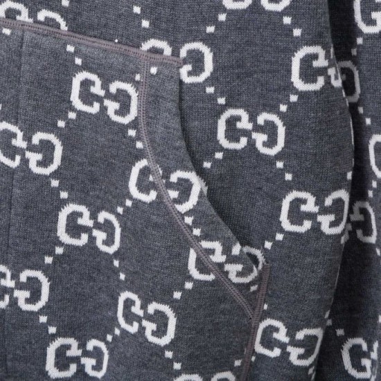 Replica di lusso Giacca Gucci classica cappuccio in misto cashmere jacquard con doppia G Imitazioni Cloni Giacca Gucci classica cappuccio in misto cashmere jacquard con doppia G firmate