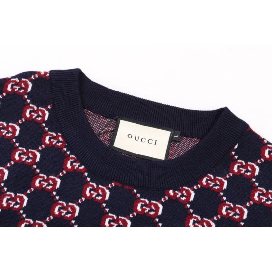 Replica di lusso Maglione girocollo Gucci lana con logo classico doppia G Imitazioni Cloni Maglione girocollo Gucci lana con logo classico doppia G firmate