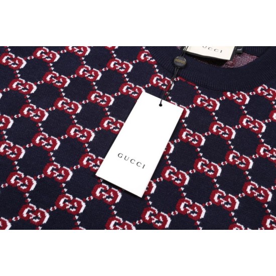 Replica di lusso Maglione girocollo Gucci lana con logo classico doppia G Imitazioni Cloni Maglione girocollo Gucci lana con logo classico doppia G firmate