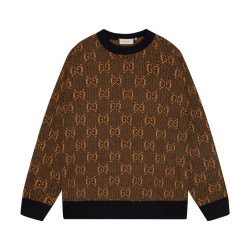 Cloni Maglione Gucci girocollo jacquard con doppia G  firmate