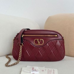 Cloni Borsa a mano Valentino Garavani catena Quiltie 67 agnello Rosso firmate