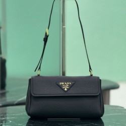 Cloni Borse Replica Alta Qualità a tracolla Prada con patta 1BN022 Nero firmate