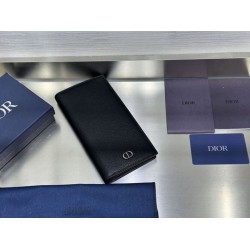 Qualità superiore replica imitazione Portafoglio verticale Dior CD Icon in pelle di vitello martellata nera