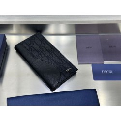 Qualità superiore replica Dettagli perfetti Portafoglio verticale lungo da uomo Dior Saddle jacquard obliquo nero