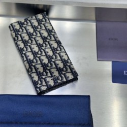Cloni di alta qualit&agrave; Portafoglio verticale lungo Dior in jacquard obliquo beige/nero firmate