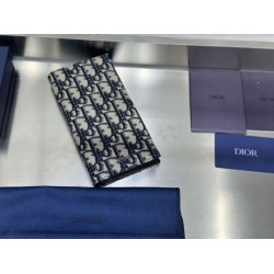 di alta qualit&agrave; Portafoglio verticale lungo Dior in jacquard obliquo beige/nero