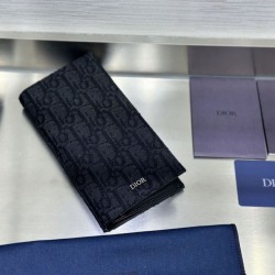 Cloni Portafoglio Dior lungo a due ante Dior Oblique Jacquard nero firmate