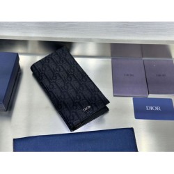 Portafoglio Dior lungo a due ante Dior Oblique Jacquard nero