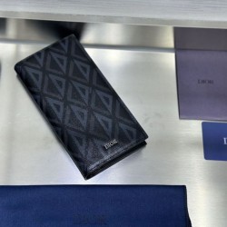 Cloni Portafoglio lungo verticale da uomo Dior con motivo a diamante CD firmate