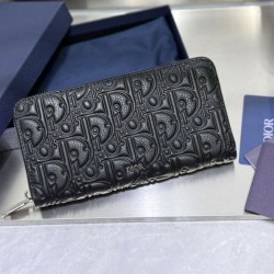 Cloni Pari all'originale replica imitazione Portafoglio lungo con cerniera Dior Dior Gravity nero firmate