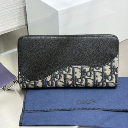 Replica di lusso Qualità superiore replica Portafoglio lungo con cerniera Dior Saddle jacquard Oblique Dior beige/nero Imitazioni Cloni Qualità superiore replica Portafoglio lungo con cerniera Dior Saddle jacquard Oblique Dior beige/nero firmate