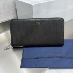Replica di lusso Portafoglio lungo con cerniera Dior jacquard obliquo nero Imitazioni Cloni Portafoglio lungo con cerniera Dior jacquard obliquo nero firmate