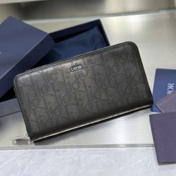 Cloni Portafoglio lungo con cerniera Dior jacquard obliquo nero firmate