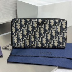 Replica di lusso Portafoglio lungo con cerniera Dior jacquard obliquo beige/nero Imitazioni Cloni Portafoglio lungo con cerniera Dior jacquard obliquo beige/nero firmate