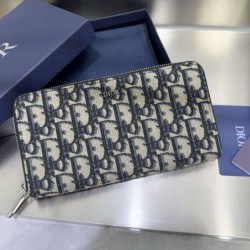 Cloni Portafoglio lungo con cerniera Dior jacquard obliquo beige/nero firmate