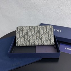 Replica di lusso di alta qualità Portafoglio lungo con zip Dior Saddle tela jacquard Oblique Imitazioni Cloni di alta qualità Portafoglio lungo con zip Dior Saddle tela jacquard Oblique firmate