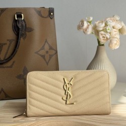 Cloni Qualità da grande replica Portafoglio YSL Saint Laurent Monogram Continental con cerniera Albicocca firmate