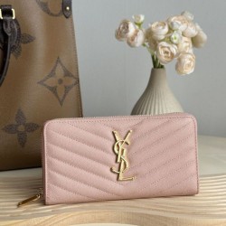 Cloni Qualità da grande replica Portafoglio YSL Saint Laurent Monogram Continental con cerniera Rosa firmate