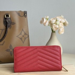 Replica di lusso Portafoglio YSL Saint Laurent Monogram Continental con cerniera Rosso Imitazioni Cloni Portafoglio YSL Saint Laurent Monogram Continental con cerniera Rosso firmate