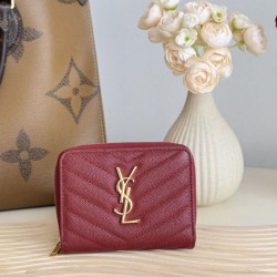 Cloni Alta gamma replica Portafoglio compatto YSL Saint Laurent Cassandre Matelassé Rosso firmate