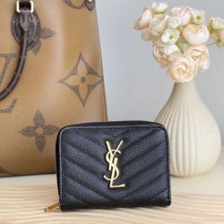 Cloni Qualità superiore replica Dettagli perfetti Portafoglio compatto YSL Saint Laurent Cassandre Matelassé Nero firmate