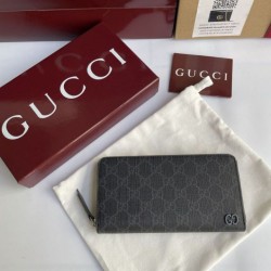 Cloni Alta gamma replica Portafoglio Gucci con cerniera interna GG 856562 Nero firmate